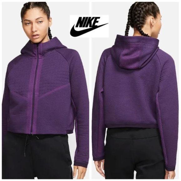 NWT $140 NIKE SPORTSWEAR Women S Tech Fleece Hoodie Full Zip Warn Jacket Purple - Picture 1 of 15
